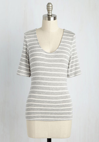 Inside Scoop Striped Top in Heather Grey by Nexxen Apparel, Inc