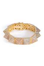 Gold-Plated Pyramid Bracelet with Crystal Embellishment by Eddie Borgo