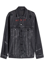 Distressed Denim Jacket with Embroidery by T by Alexander Wang