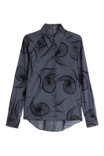 Cotton Shirt with Velvet Appliqué by Agnona