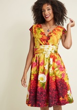 Fab Flourish Cotton Midi Dress by Retrolicious