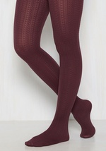 Cable for Discussion Tights in Plum by Gipsy Tights