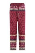 Silk-Cotton Woodblock Mixed Print Pants by Anna Sui