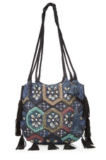 Embroidered and Embellished Tote Bag with Leather by Christophe Sauvat