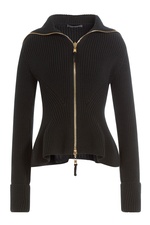 Zipped Wool Jacket with Peplum by Alexander McQueen