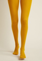 Delay praising these goldenrod tights? Surely you jest! From the moment you don the cable-knit texturing of this chic hosiery, commendation for your style choice will echo throughout the rafters, and you can bet we&rsquo;ll have joined right by 1182