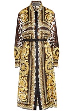 Printed Silk Dress with Leather Belt by Versace