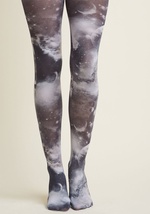 Incorporate these colorful tights into your look, and be left adrift on sartorial bliss! Boasting an outer space motif that's as unique as it is unexpected, this patterned hosiery can either be styled subtly or featured as the star piece of your outfit. by Galactic Sky Printed