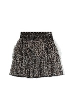 Ruffled Animal Print Mini Skirt with Stud Trim by Just Cavalli