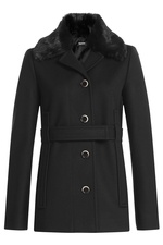 Virgin Wool Jacket with Fur Collar by Jil Sander Navy