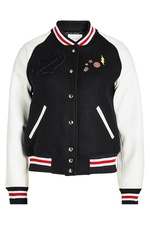 Birdie Varsity Wool Jacket with Leather Sleeves by Zadig & Voltaire