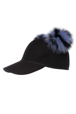 Wool Baseball Cap with Faux Fur by Charlotte Simone