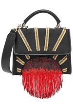 Embellished Satin Shoulder Bag with Leather by Les Petits Jouers