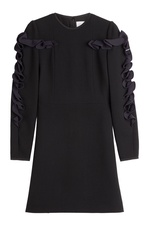 Wool and Crepe Ruffle Sleeve Dress by Victoria Victoria Beckham