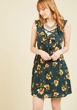 Late-Night Dinner Date Floral Dress by Blu Pepper (blue bird)