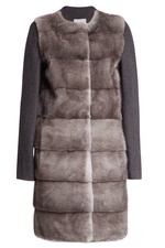 Mink Fur Coat with Wool and Cashmere Sleeves by Yves Salomon