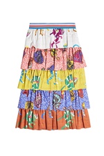 Tiered Cotton Print Skirt by Stella Jean