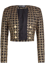 Cropped Jacket with Metallic Thread and Embossed Buttons by Balmain