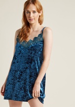 Gazing at this velvet nightie, you note how its delicate spaghetti straps, ornate lace trim around the neckline, and rich ivory hue allude to an evening of enjoyment. You slip the soft fabric of this ModCloth-exclusive intimate over your head, letting its by K124