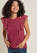 Even if the occasion is simply the weekend, this black blouse is fit for the celebration! Flaunting ruffled shoulders paired with sassy shoulder cutouts, and a buttoned back keyhole, this ModCloth-exclusive top provides a vogue visual to go with your viva by WT-21416