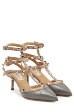 Rockstud Leather Kitten Heel Pumps by Valentino