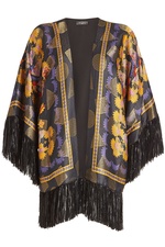 Silk Jacquard Poncho with Fringed Hem by Etro