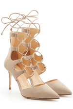 Lace-Up Suede Pumps by Giuseppe Zanotti