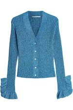 Knit Cardigan with Metallic Thread and Ruffles by Marco de Vincenzo