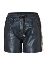 Leather Side Stripe Shorts in Navy by Jonathan Simkhai