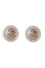 14K White Gold Diamond Slice Studs with Micro Pave Diamonds by Susan Foster