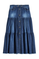 Tiered Denim Midi Skirt by Red Valentino