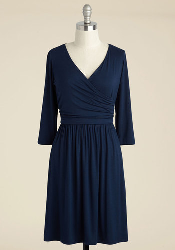 Everywhere You Flow Jersey Dress in Navy by Gilli Inc