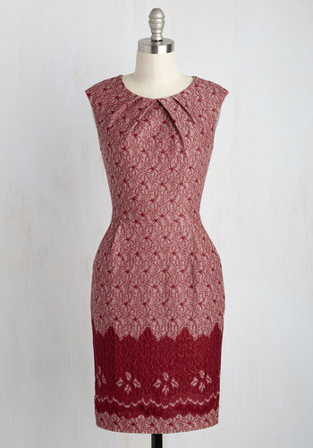 Teaching Classy Sheath Dress in Red Lace by Mystic Fashion