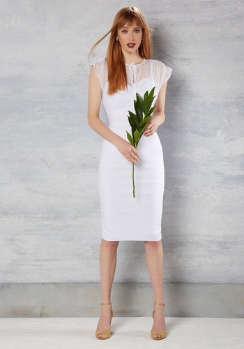 Film Noir Fatale Sheath Dress in White by Stop Staring