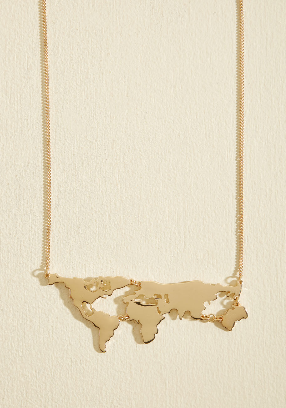  - There are maps for exploring new cities and scenery, and now, there&rsquo;s even a map to wear as a statement necklace! Let these shiny silver continents dangle along your collar, and you&rsquo;ll impress besties and travel buddies eager to be a part of y