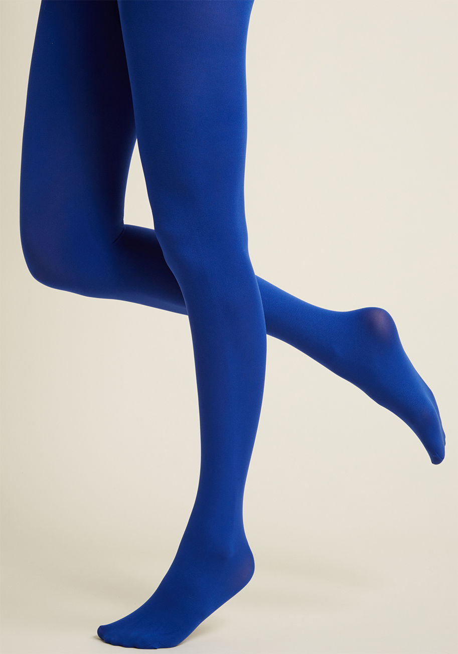 1172 - Add a pop of color to your day by pulling on these bright blue tights! This solid opaque pair delivers a bold statement wherever you so choose to sojourn.