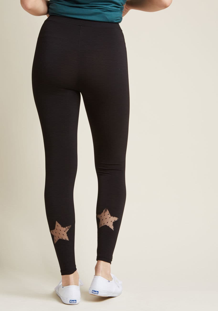 510006 Star Mesh Leggings - Let these black leggings usher