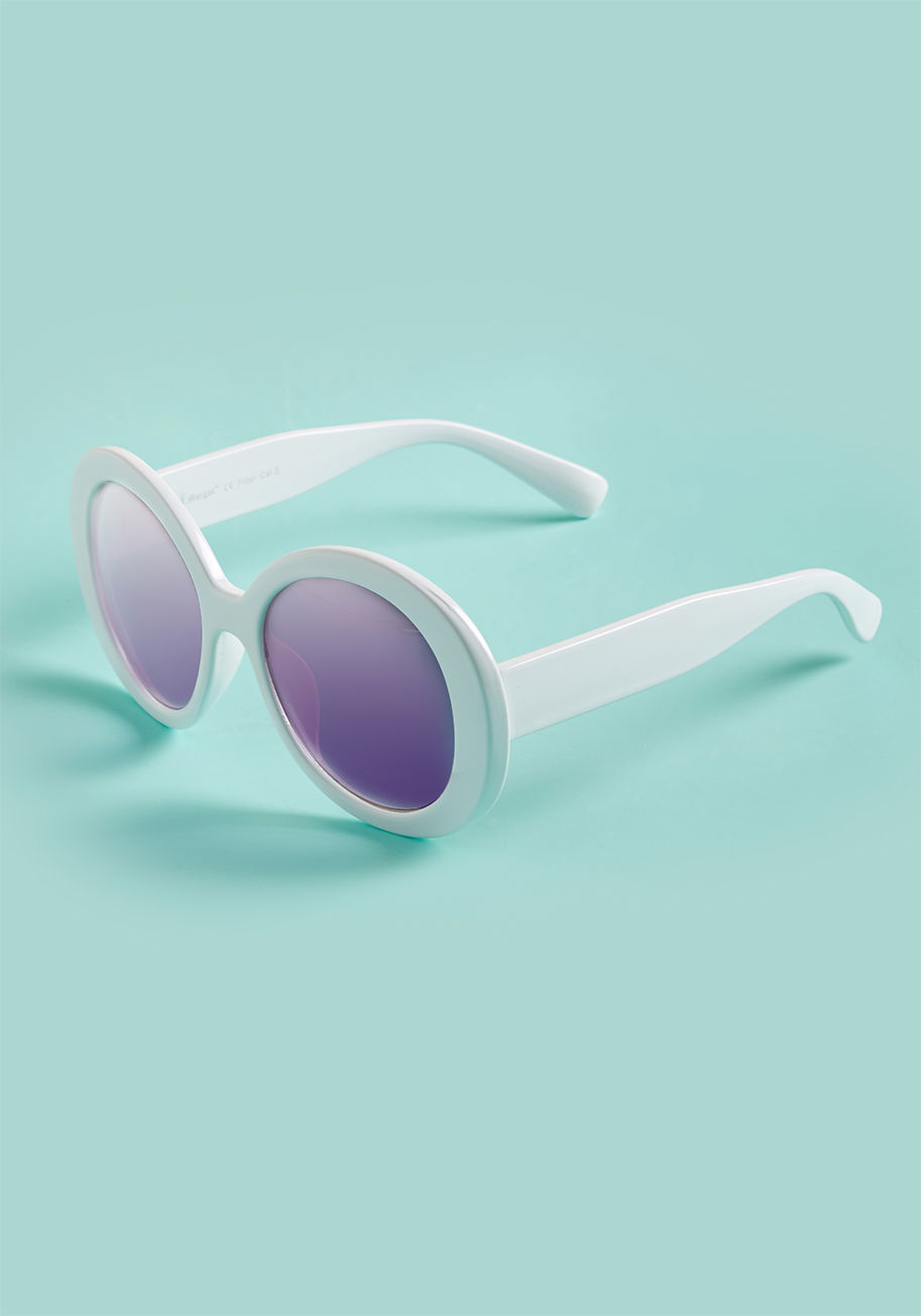 53700 - Bright white frames and dark ombre lenses come standard with these sassy sunglasses - along with the feeling of total boldness! Leave it to the '60s-inspired vibe of this memorable pair to bring out your fierce side whenever you'd like.