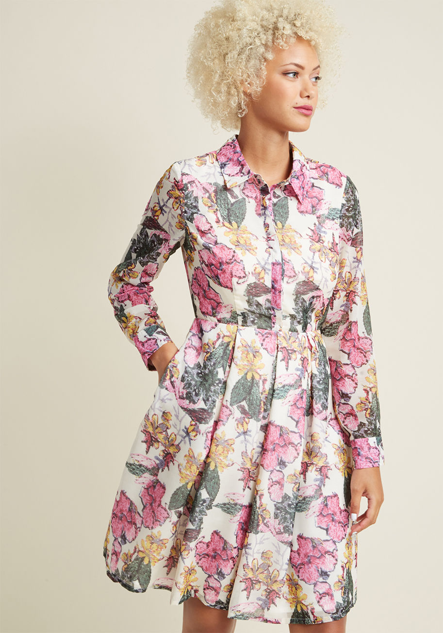 AFA509 - The equation for the perfect shirt dress is simple, really! This ModCloth exclusive is elegantly instruction