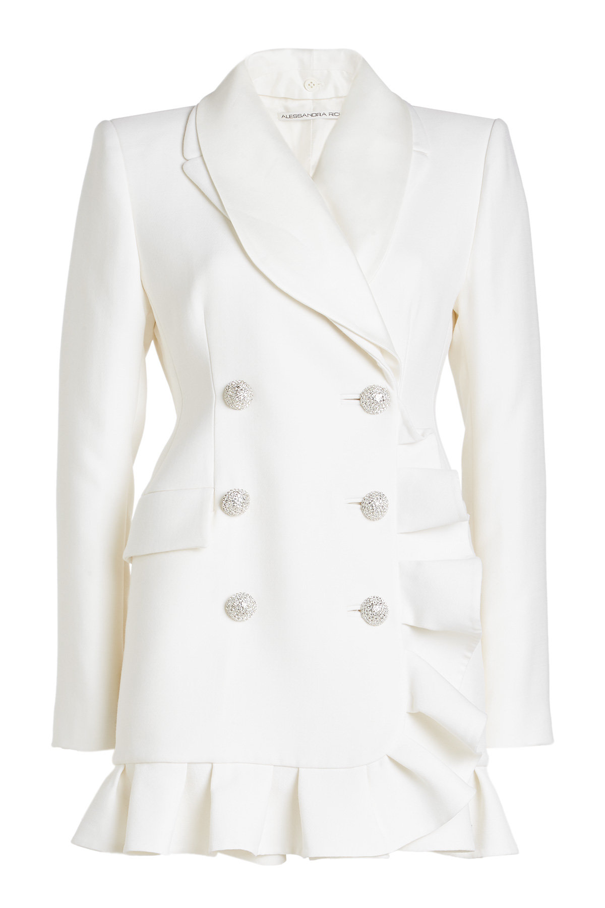 Alessandra Rich - Wool Jacket Dress with Ruffle Trim