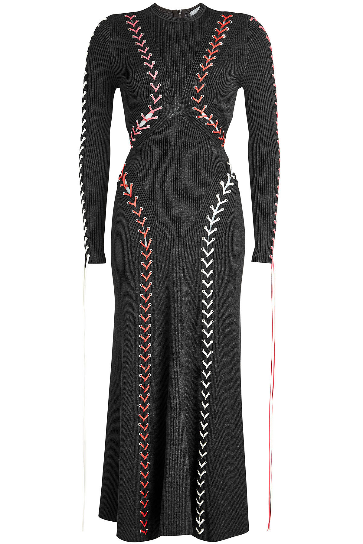 Alexander McQueen - Bouclé Dress with Wool, Silk and Leather Lace-Up Detail