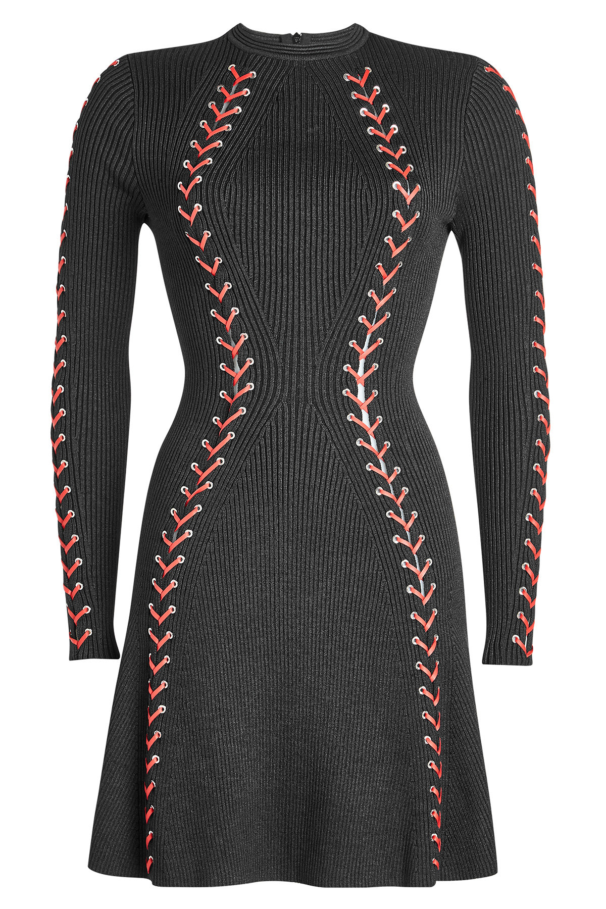 Alexander McQueen - Bouclé Mini Dress with Wool, Silk and Leather Lace-Up Detail