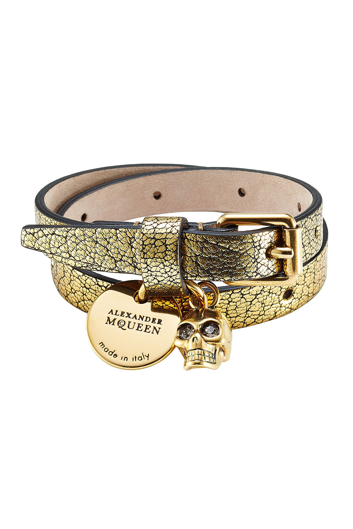 Alexander McQueen - Double Wrap Leather Bracelet with Charms