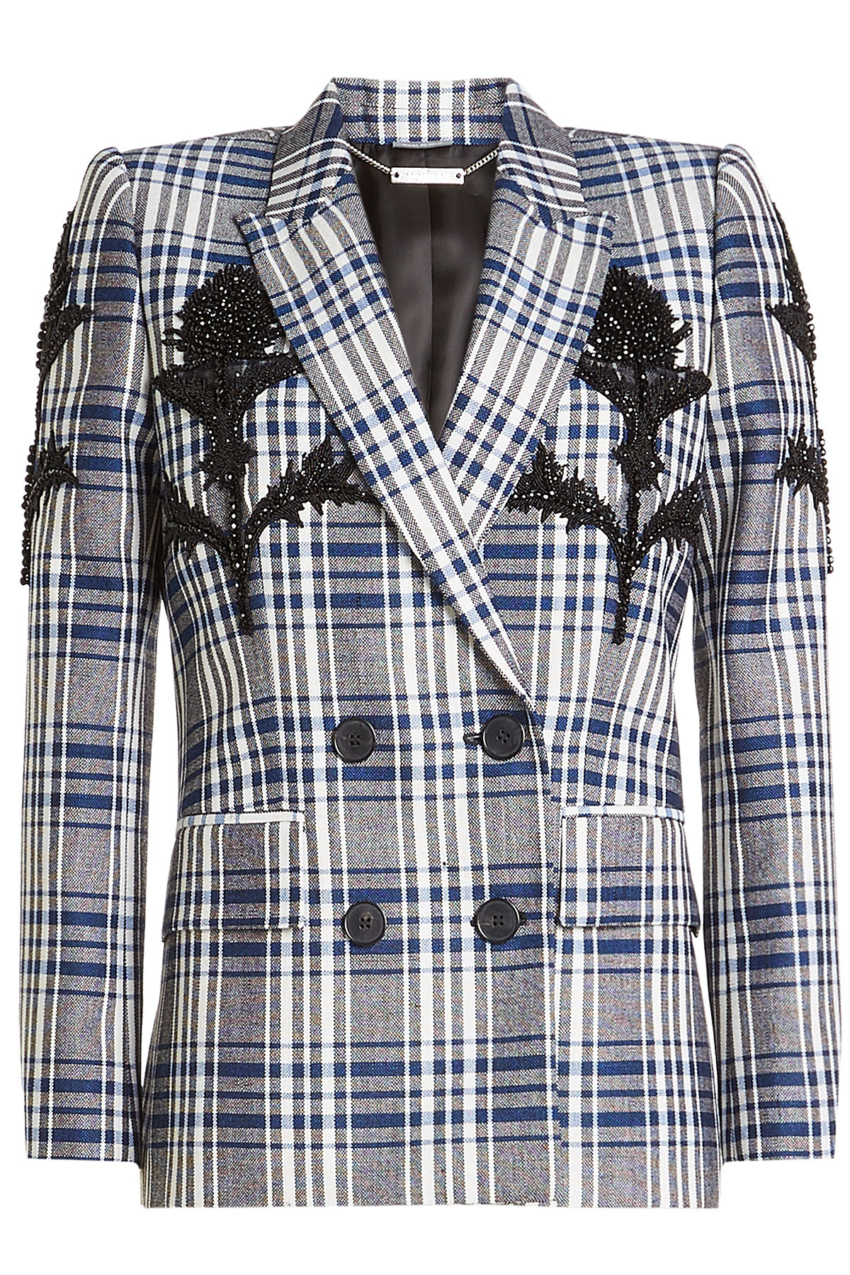 Alexander McQueen - Embellished Virgin Wool Plaid Blazer