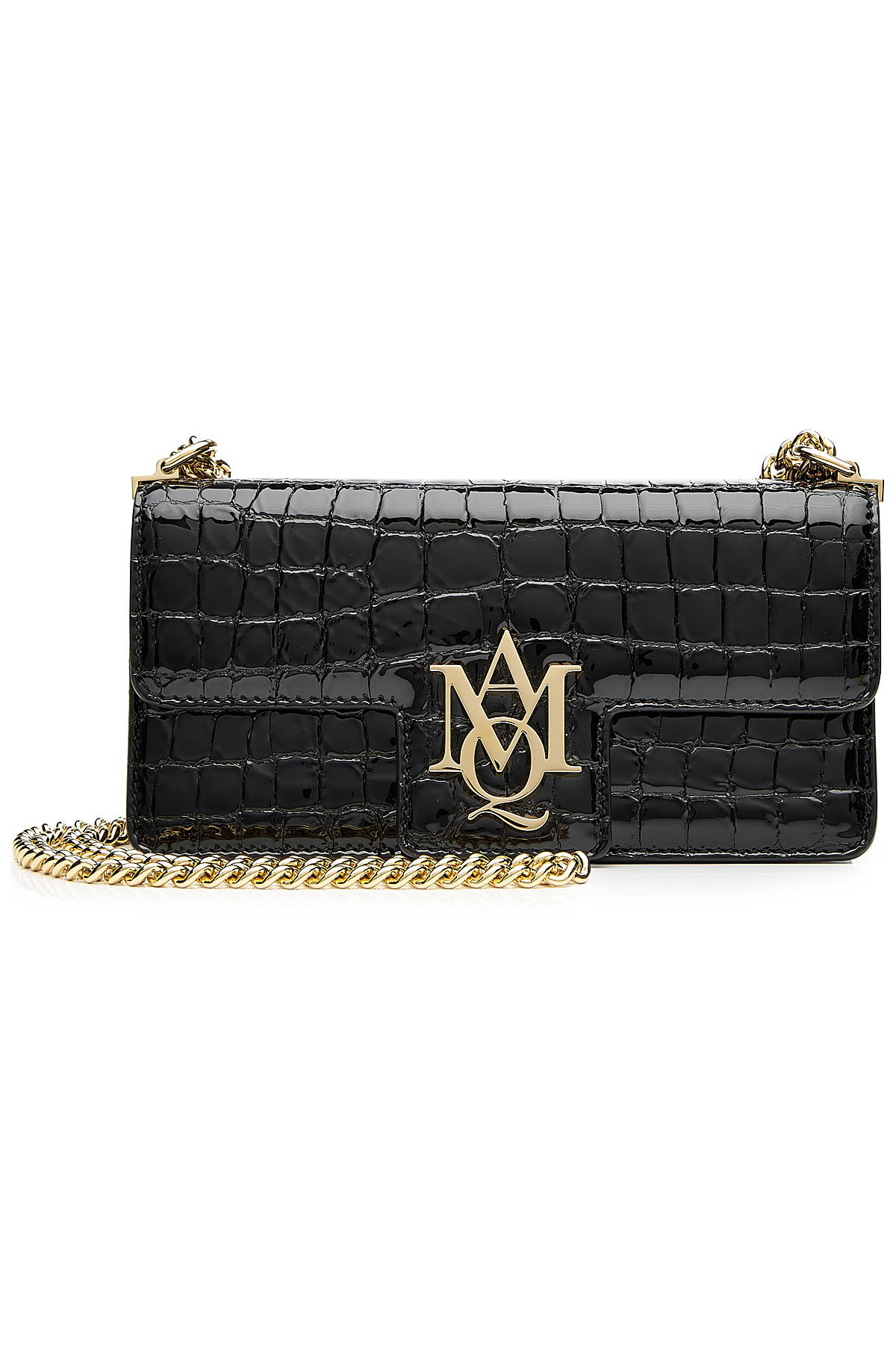 Insignia Embellished Patent Leather Shoulder Bag by Alexander McQueen