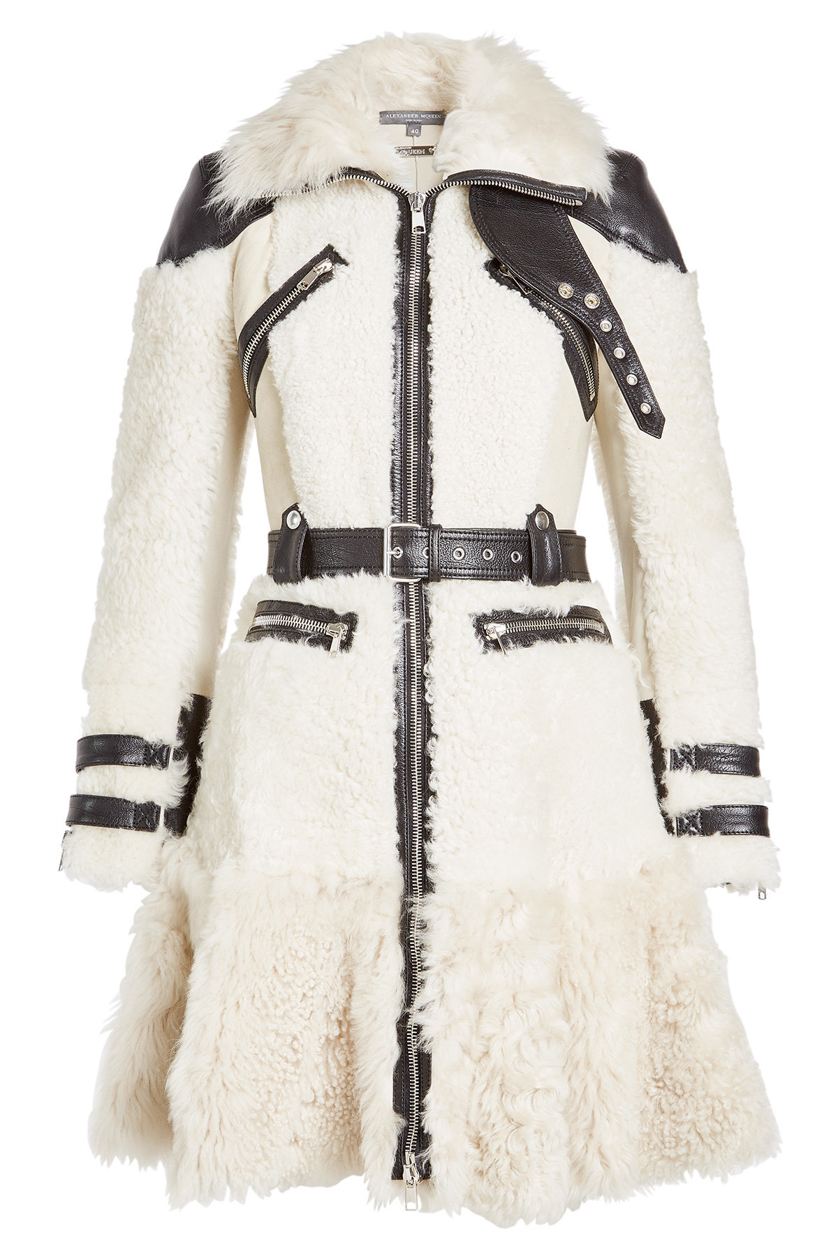 Alexander McQueen - Shearling Coat with Leather