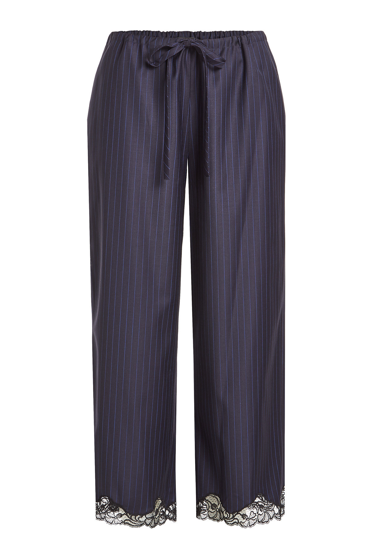 Alexander Wang - Virgin Wool Pinstriped Pants with Lace