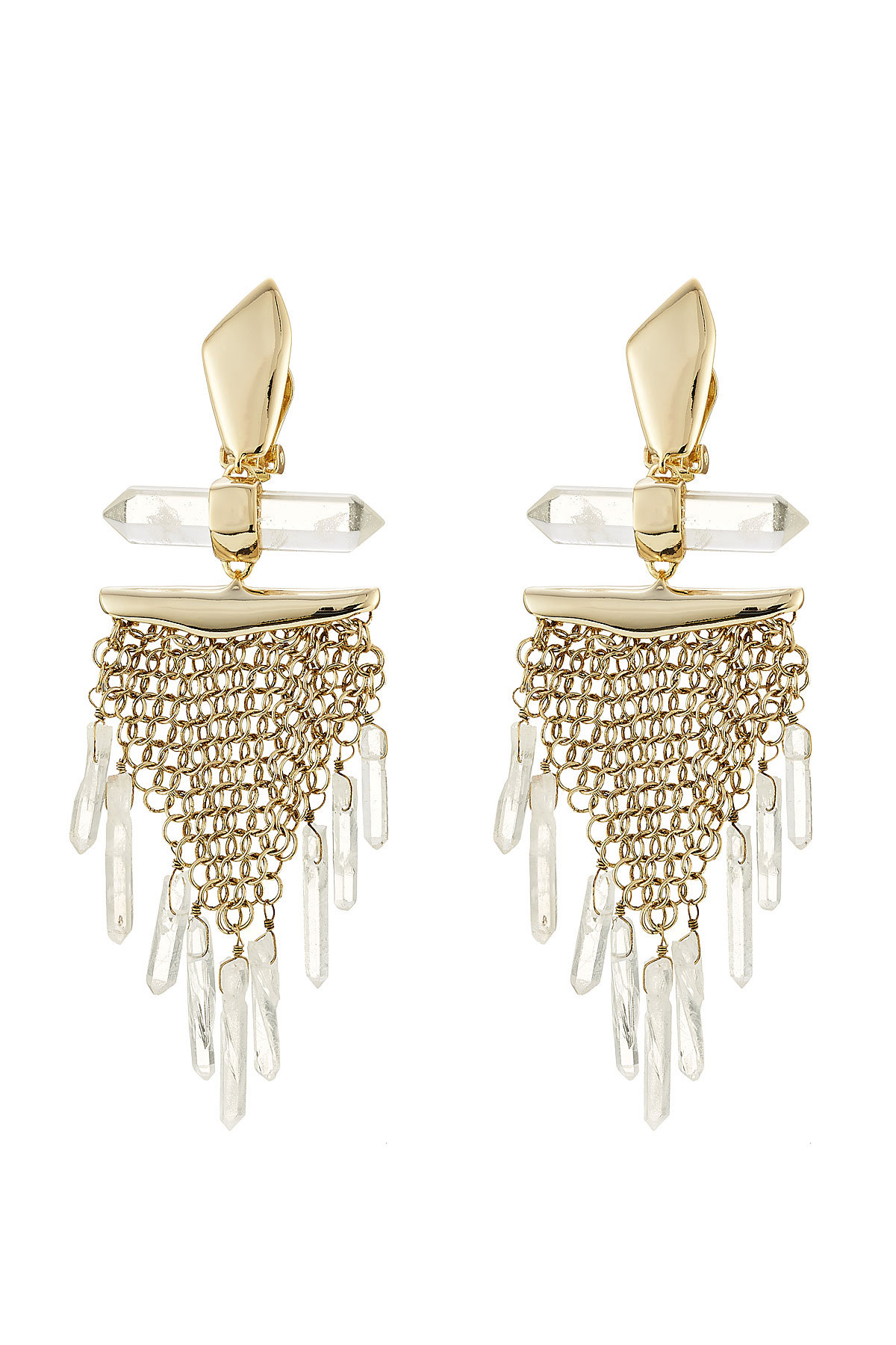 Alexis Bittar - Dangling Rock Crystal Mesh Clip Earring