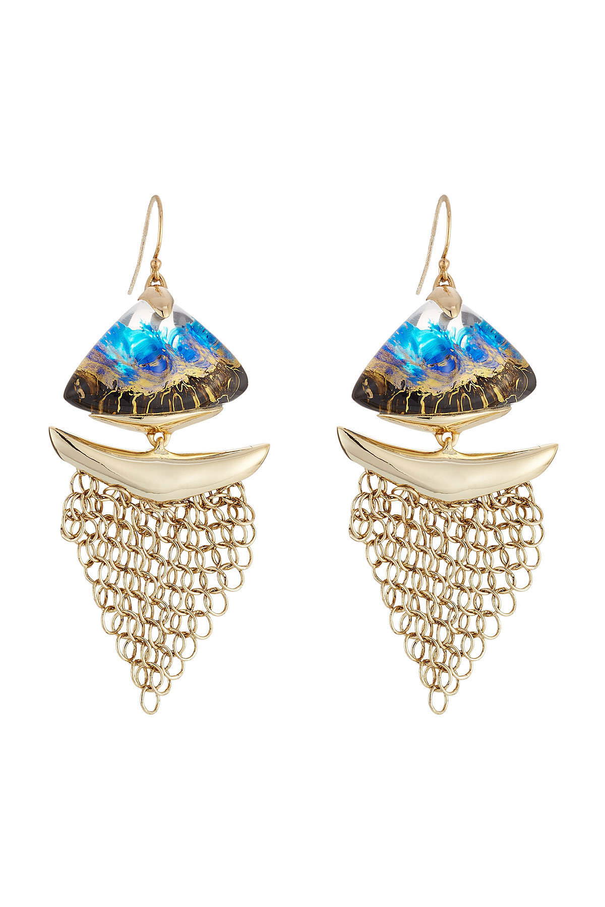 Alexis Bittar - Metal and Glass Chain Drop Earrings