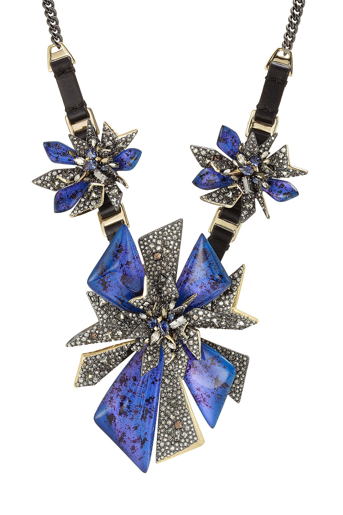 Alexis Bittar - Mixed Metal Necklace with Leather and Crystals